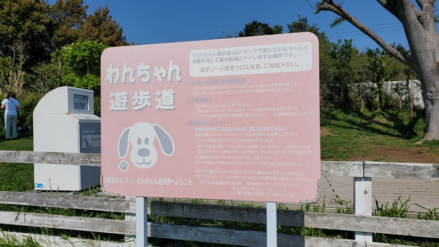 車を停めて「わんちゃん遊歩道」に向かいます♪少し休憩タイムです！